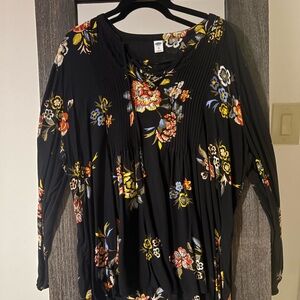 Old Navy Black Floral Blouse